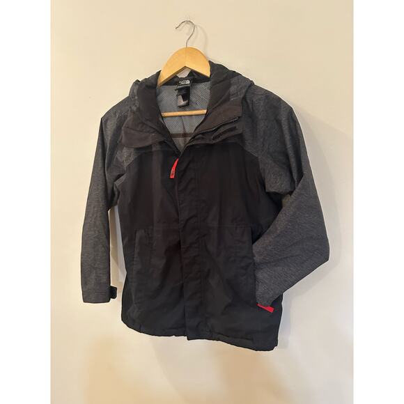 Boys North Face Dryvent Hooded Jacket sz M (10/12) Black and Gray North Face - Picture 7 of 9